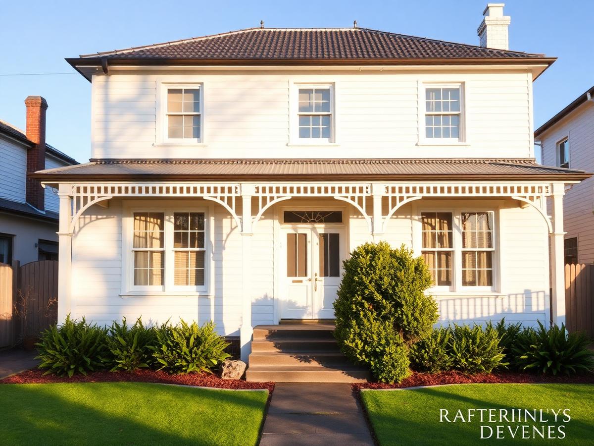 Clean white weatherboard home facade after a soft wash in Camberwell