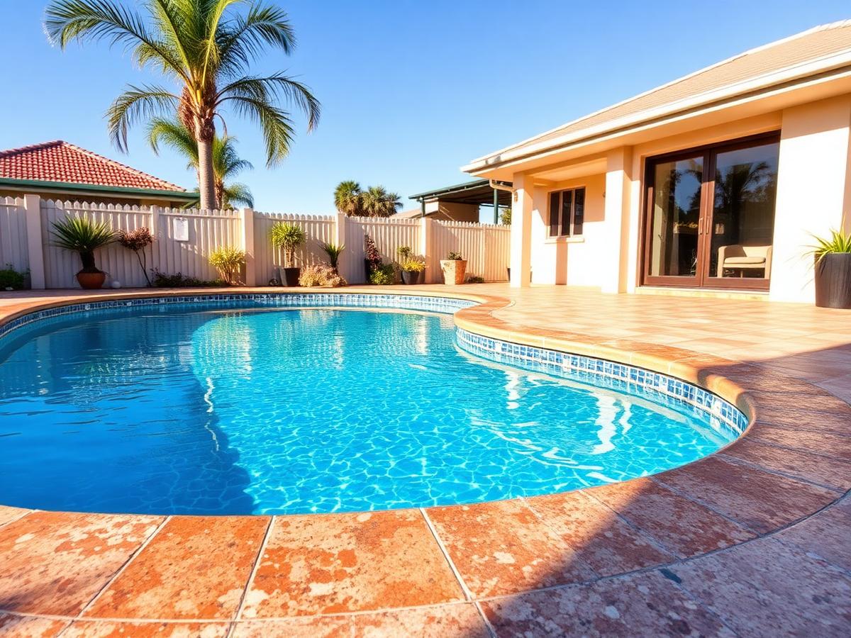 Clean pool surround tiles and coping in Brighton